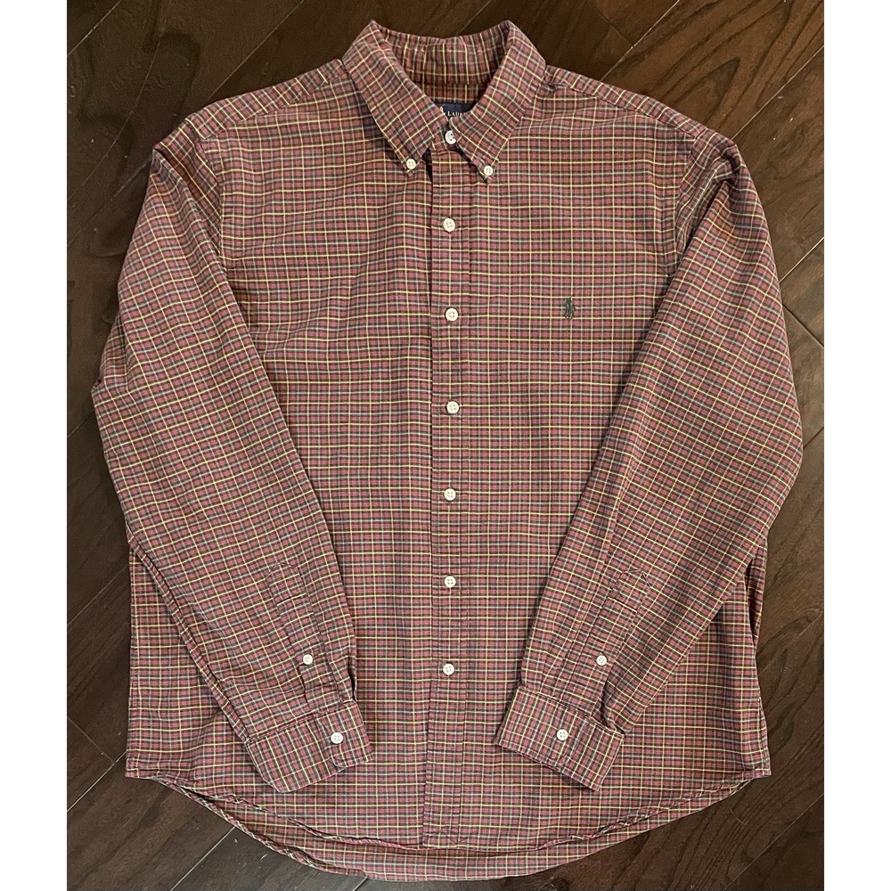 Ralph Lauren Button Down Shirt XL Red Multi Plaid Long Sleeve Outdoors Casual